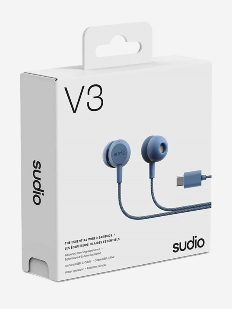 Проводные наушники Sudio V3 Wired Earbuds со встроенным микрофоном, чвет: синий