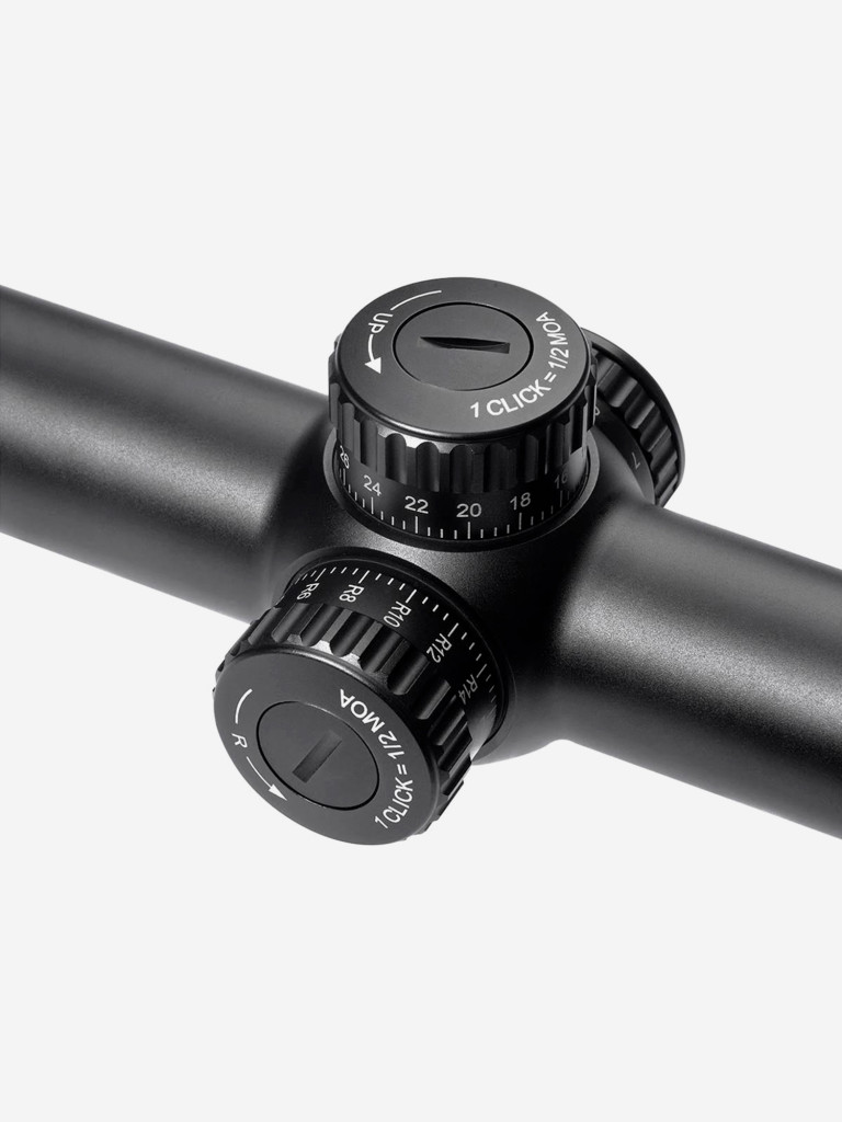 Прицел Gaut Obsidian 1-8x24, сетка 62 (Half MD), подсветка красная, 30мм, поправки 1/2 МОА
