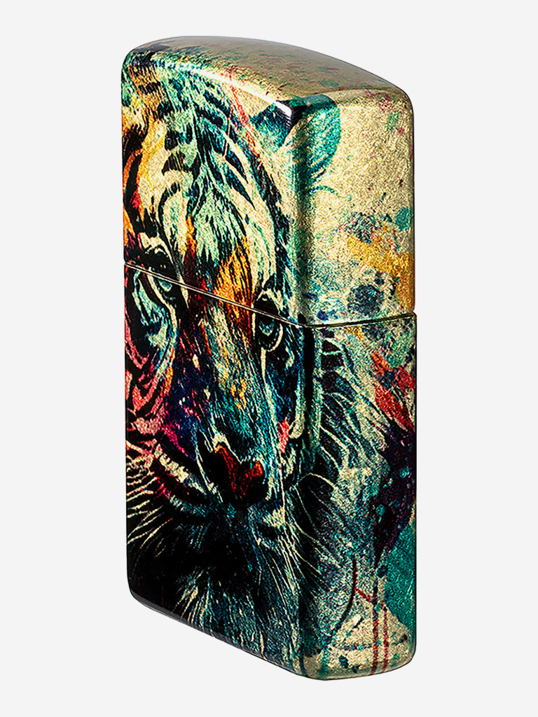Зажигалка бензиновая ветроустойчивая Zippo Painted Tiger Design 540 Tumbled Brass