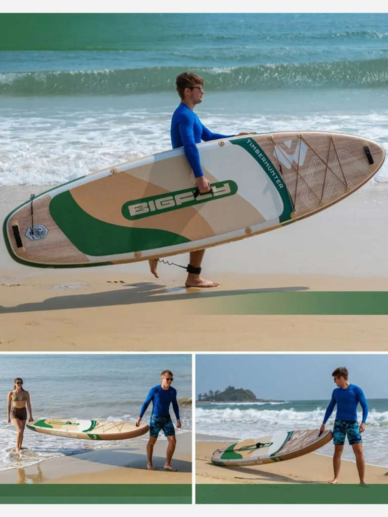 Надувная SUP-доска BIGFLY TIMBERHANTER WOOD STD 11" 335х86х15 см / Сапборд для отдыха на воде