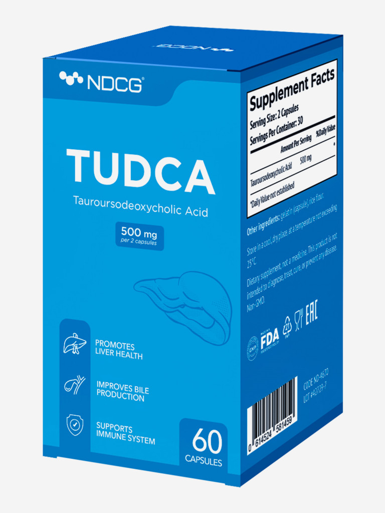 Тудка Tudca (тауроурсодезоксихолевая кислота) NDCG, 500 мг, 60 капсул