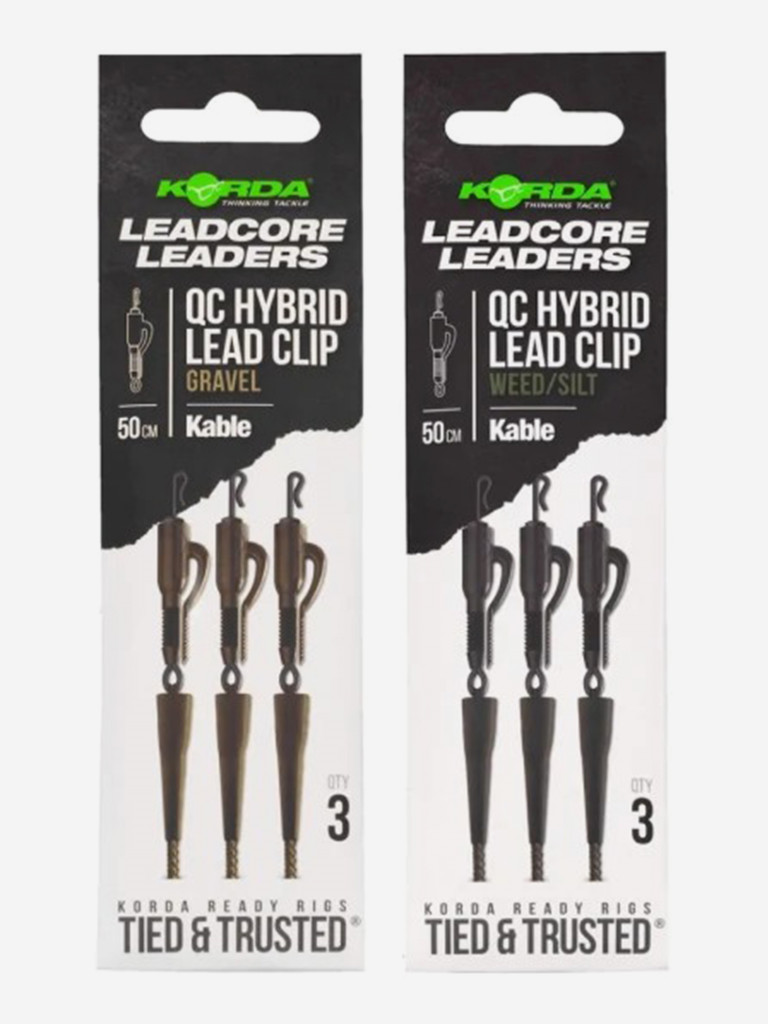 Монтаж готовый KORDA Kable Leadcore Leader Hybrid Lead Clip QC Swivel Gravel 50см