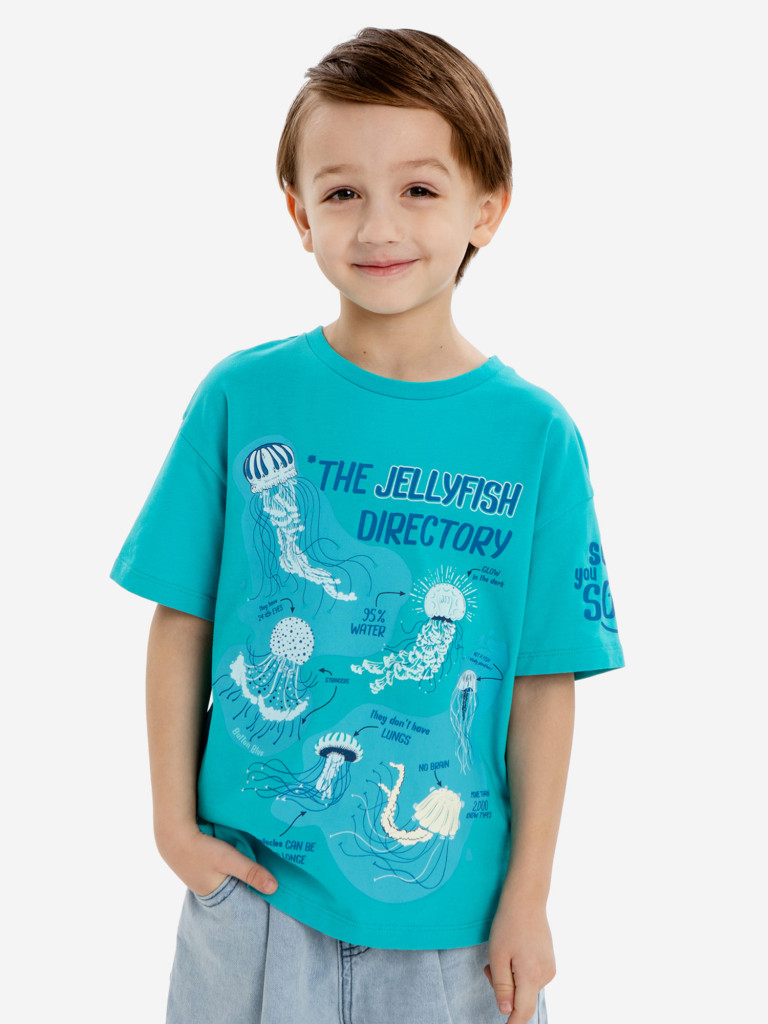 Футболка с принтом голубая для мальчика Button Blue