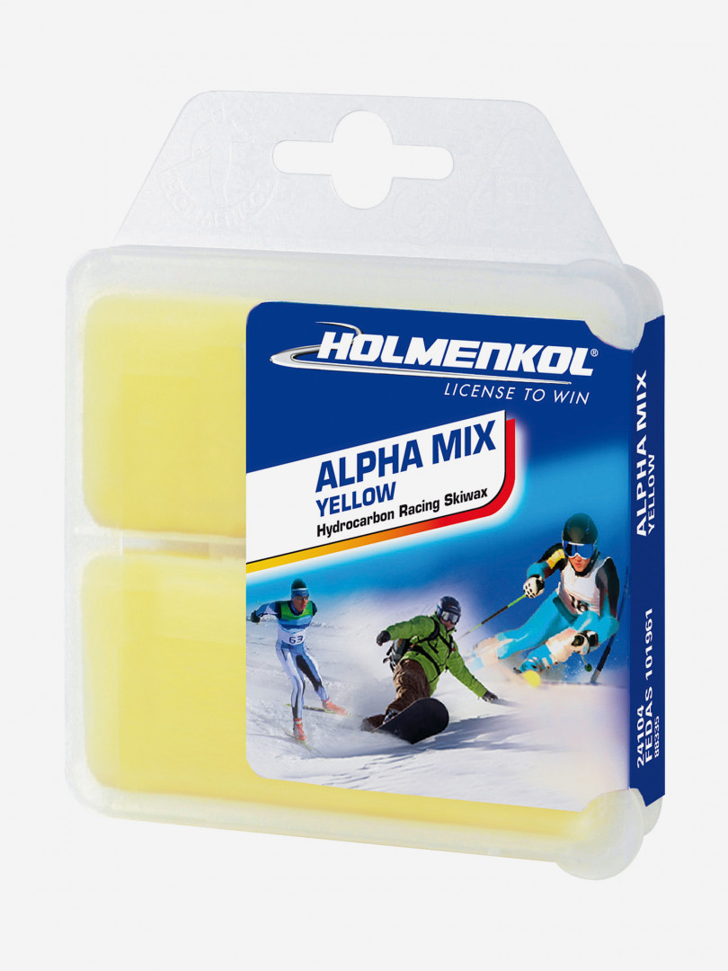 фото Мазь скольжения твердая для лыж и сноубордов holmenkol alpha mix yellow, желтый
