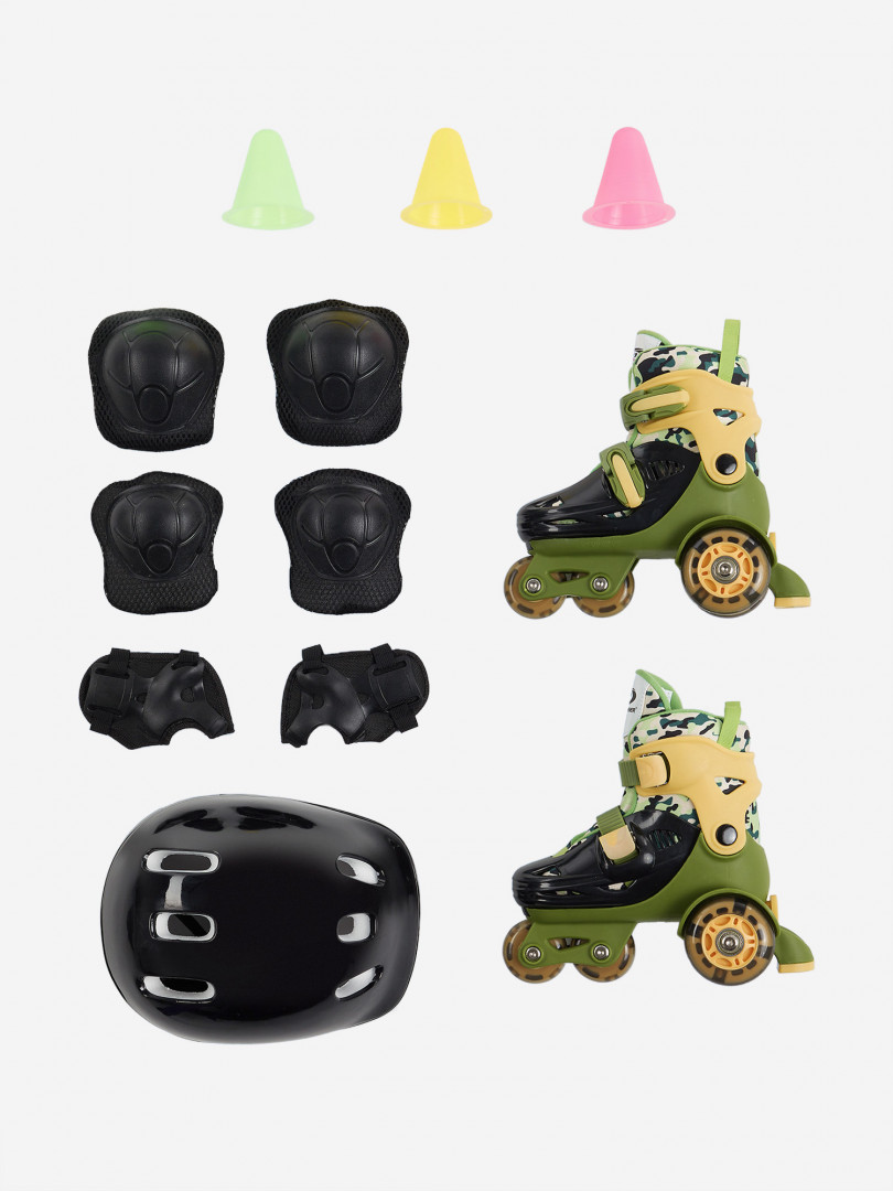 фото Набор детский: роликовые коньки, шлем, комплект защиты street runner, зеленый