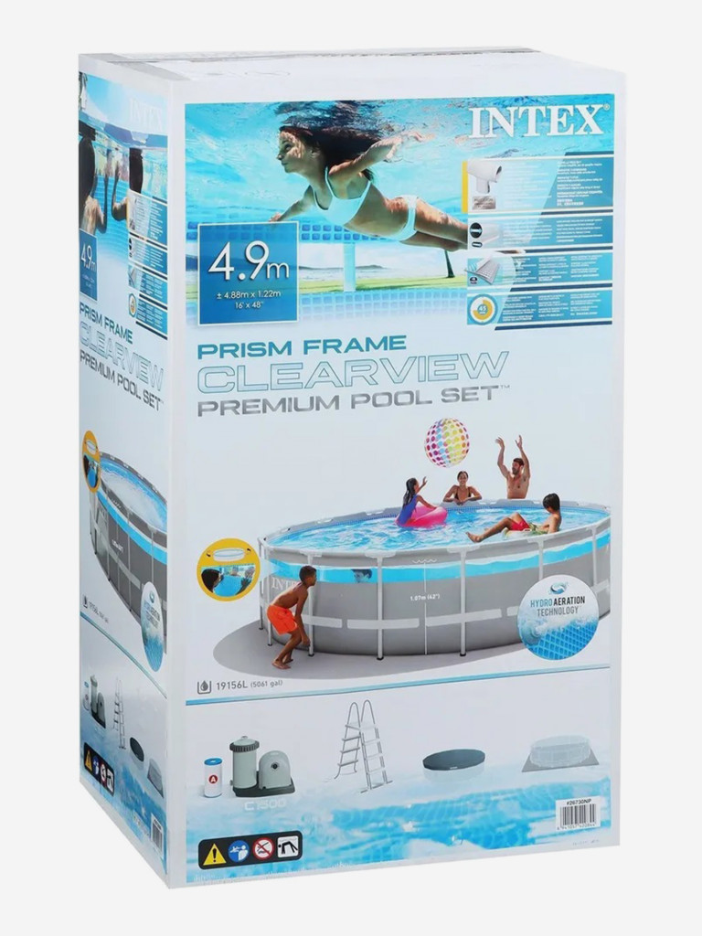 Бассейн каркасный Intex 26730 Prism Frame (488х122см) фильтр-насос, лестница, тент, подстилка
