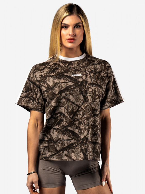 Футболка женская NEBBIA Relaxed Tee POWER 894 Light brown camo