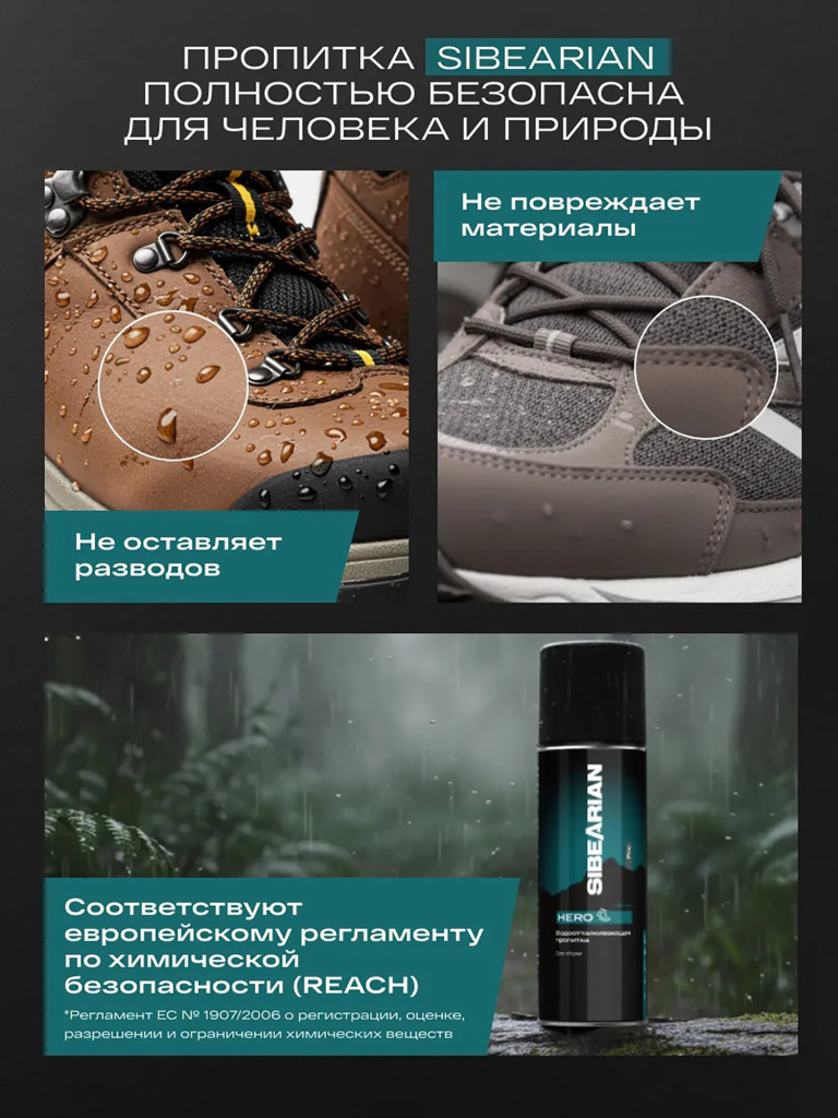 Водоотталкивающая пропитка для обуви 320 мл (аэрозоль) SIBEARIAN PRO HERO