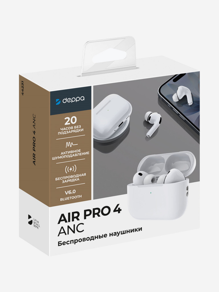 Беспроводные наушники с микрофоном Air Pro 4, шумоподавление ANC, bluetooth 6.0, 300 мАч, Qi
