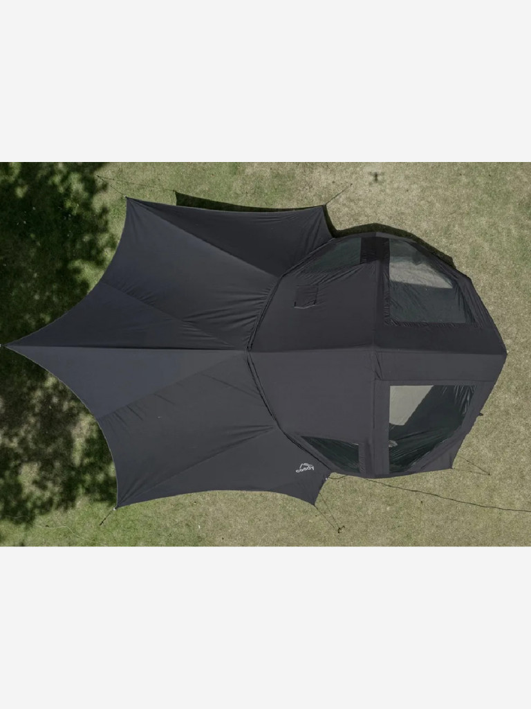 Надувная палатка Coody BESTONA Black, 380×380×275 см, 2–4 человека, 2 входа, навес