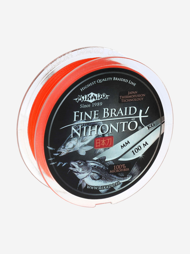 Плетеный шнур Mikado NIHONTO FINE BRAID 0,40 orange (100 м) - 34,90 кг.