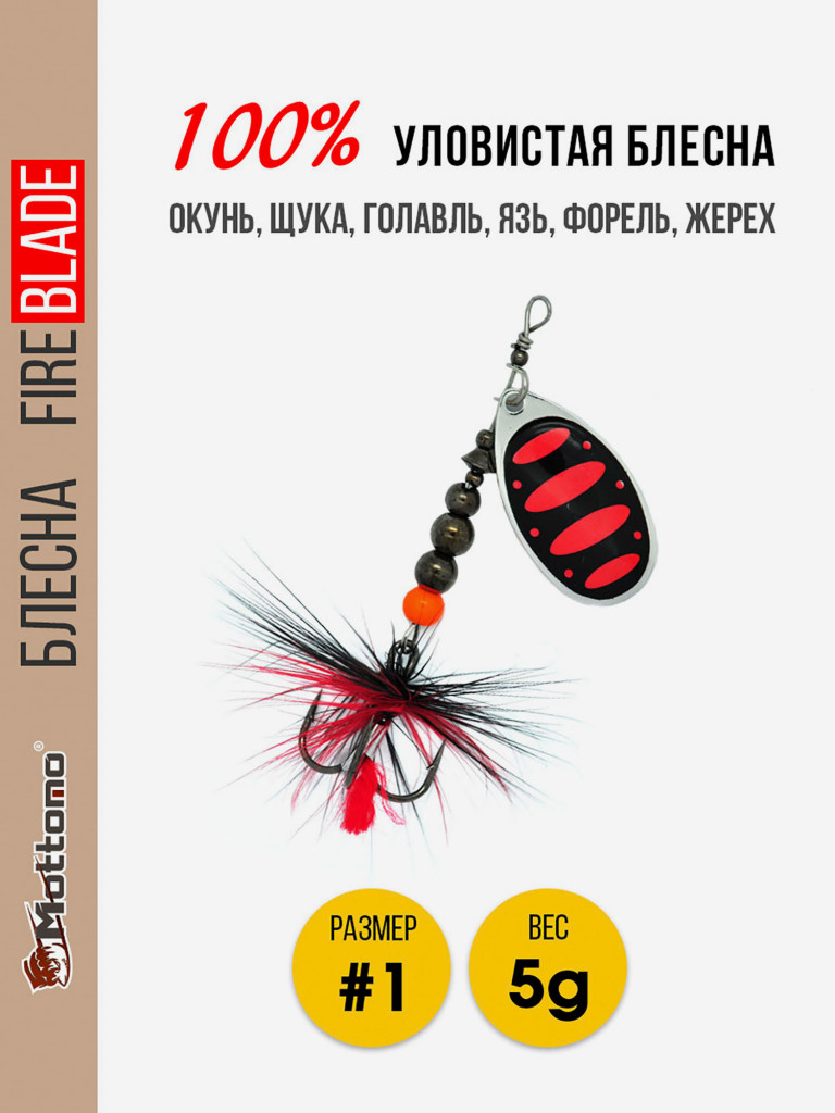 Блесна вращающаяся для рыбалки Mottomo Fire Blade #1 5g Silver 25