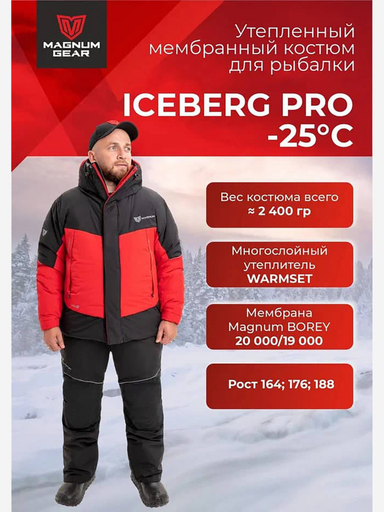 Костюм для рыбалки MAGNUM GEAR ICEBERG PRO -25° С красный