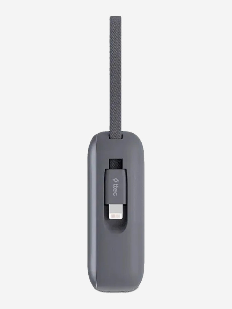 Внешний аккумулятор TTEC ReCharger Mini LCD 10000mAh USB-C PD 20W Powerbank с кабелем USB-C&Lightning. Цвет: серый