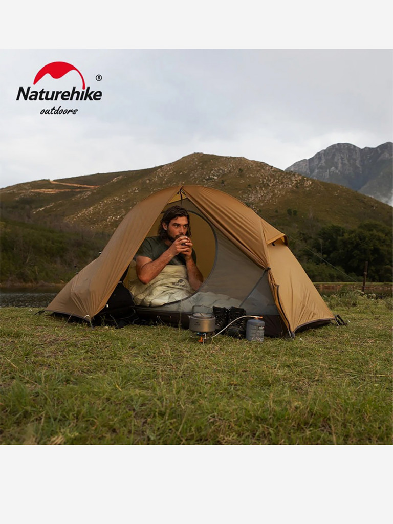 Палатка 1-местная Naturehike Spider 1 Cycling, нейлон 20 D, футпринт, коричневая