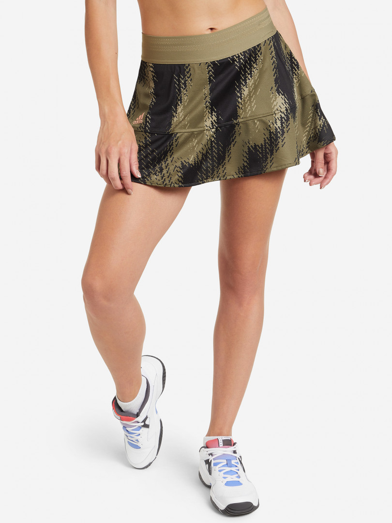 фото Юбка-шорты женская adidas tennis printed match skirt primeblue, коричневый