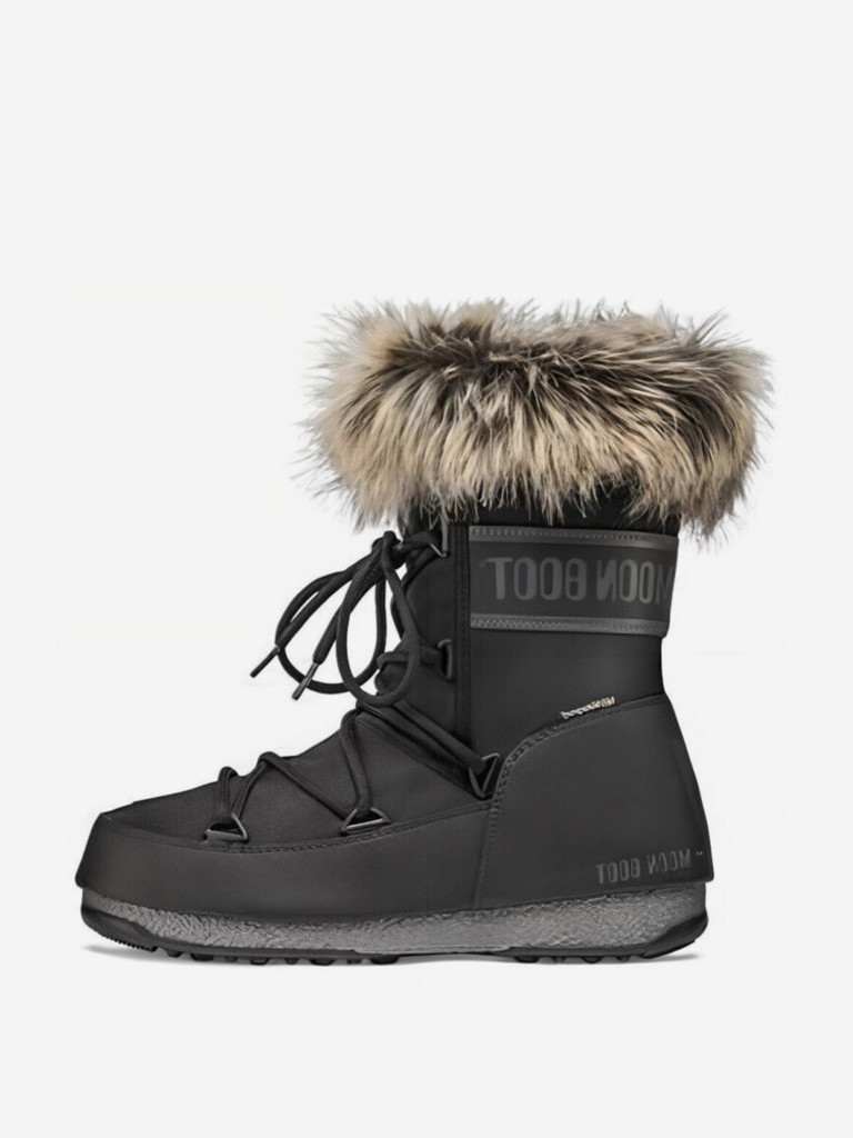 Сноубутсы женские Moon Boot черно-желтые