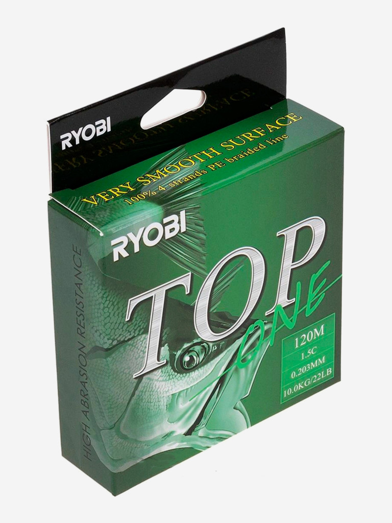 Шнур плетеный для рыбалки Ryobi TOP PE4X, 120м, 0,203мм, 10кг, темно-зеленый