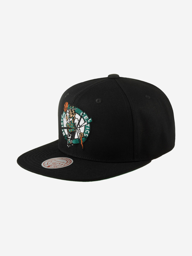 Бейсболка с прямым козырьком MITCHELL NESS HHSS7689-BCEYYPPPBLCK Boston Celtics NBA (черный)
