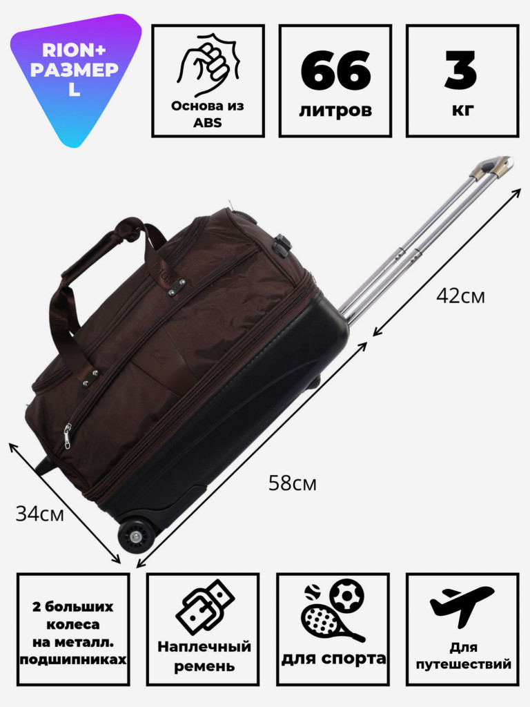 Дорожная сумка на колесах для путешествий и спорта Рион+ (RION+)
