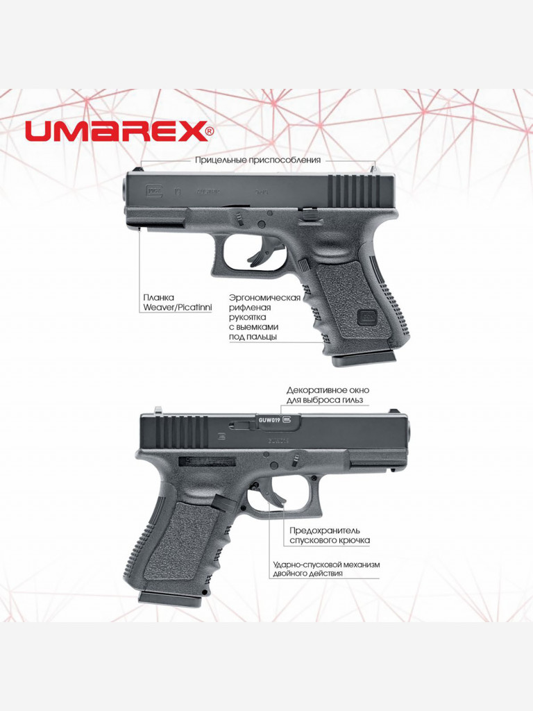 Пистолет пневматический Umarex Glock 19 кал.4,5мм 5.8358