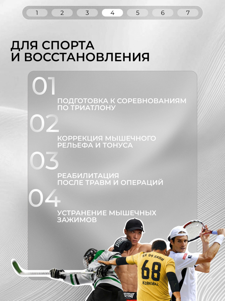 Миостимулятор микротоковый GLOBUS The TRIATHLON, электрический массажер для мышц тела, пресса, 424 программы