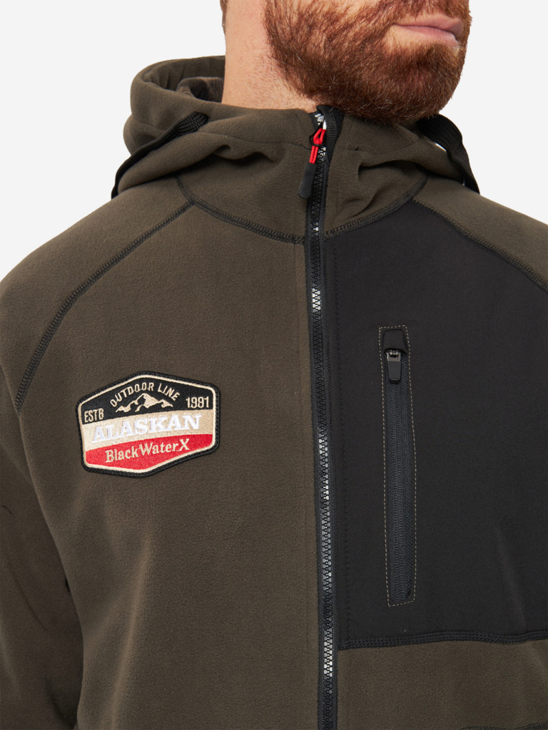 Куртка флисовая мужская Alaskan Black Water X с капюшоном для рыбалки и охоты