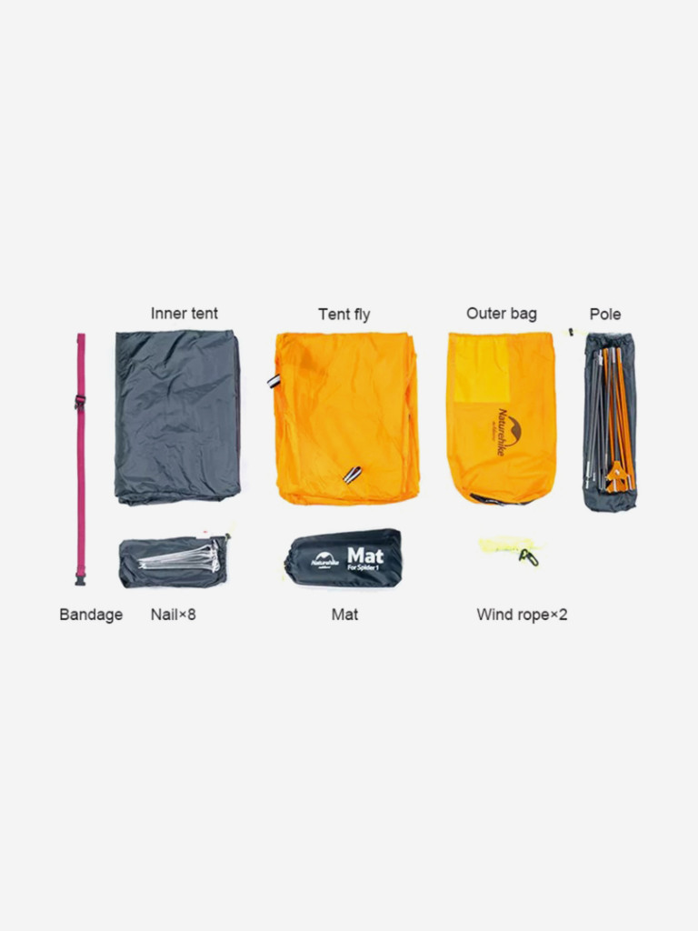 Палатка Naturehike Cycling Si 1-местная, алюминиевый каркас, сверхлегкая, оранжевый