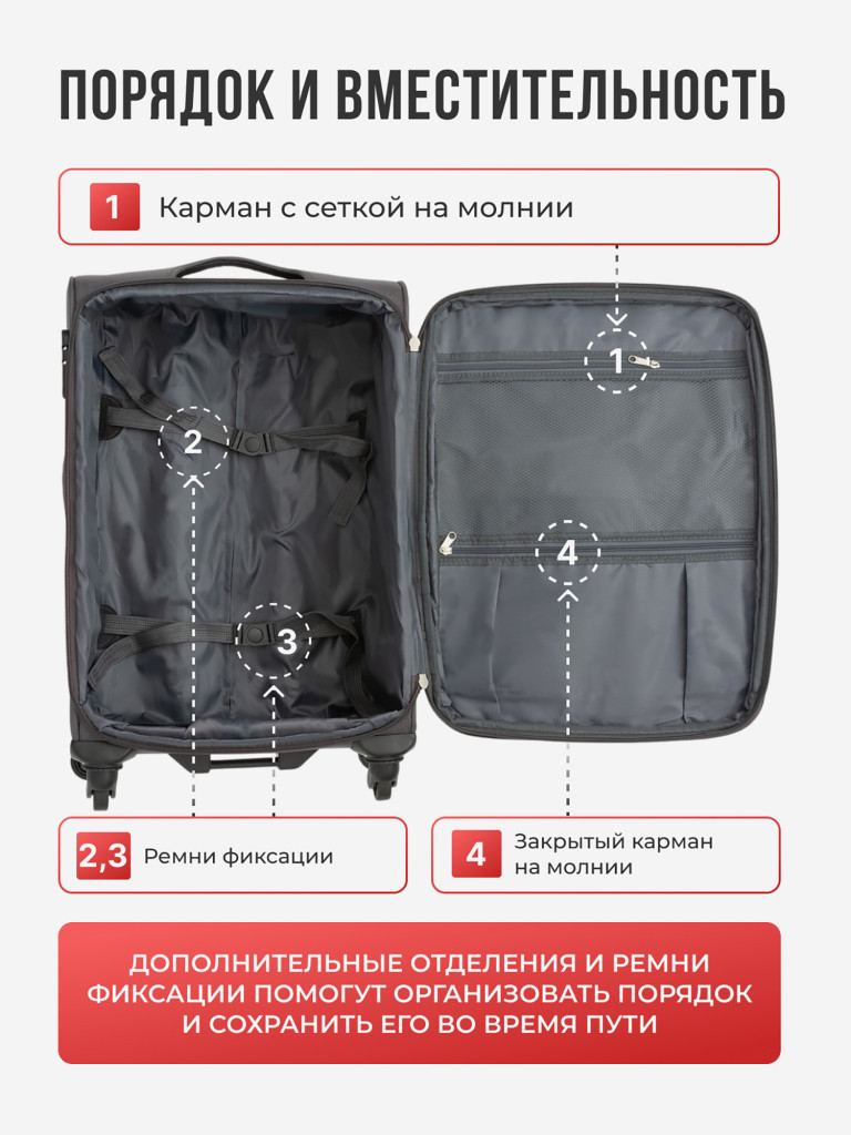 Чемодан Tevin s ручная кладь тканевый неубиваемый