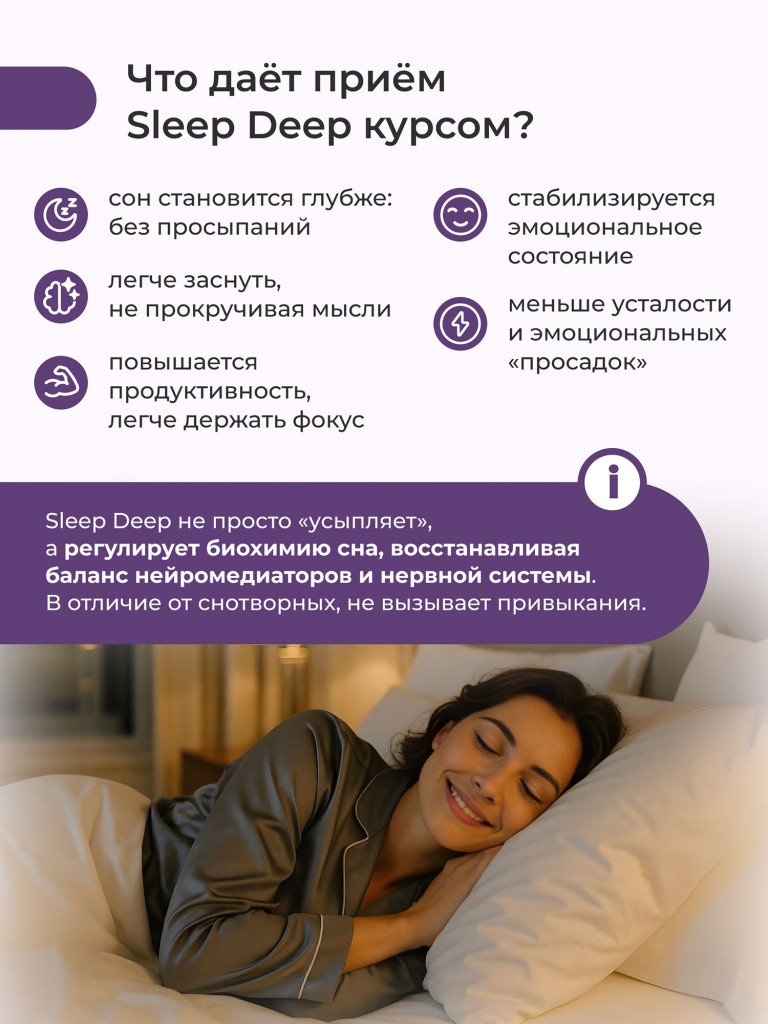 Sleep Deep комплекс для сна (магний, глицин, валериана) Nooteria Labs, 80 капсул
