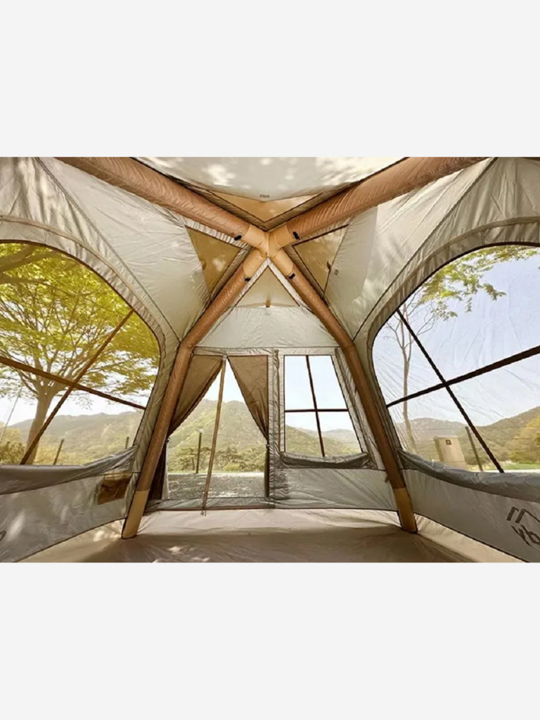 Надувная палатка Coody 5.8 Beige, 2.4×2.4 м, 2–4 человека, навес