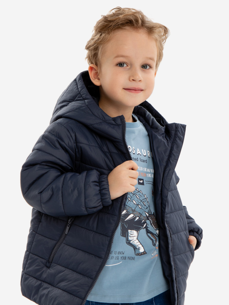 Куртка демисезонная стёганная с капюшоном синяя детская Button Blue