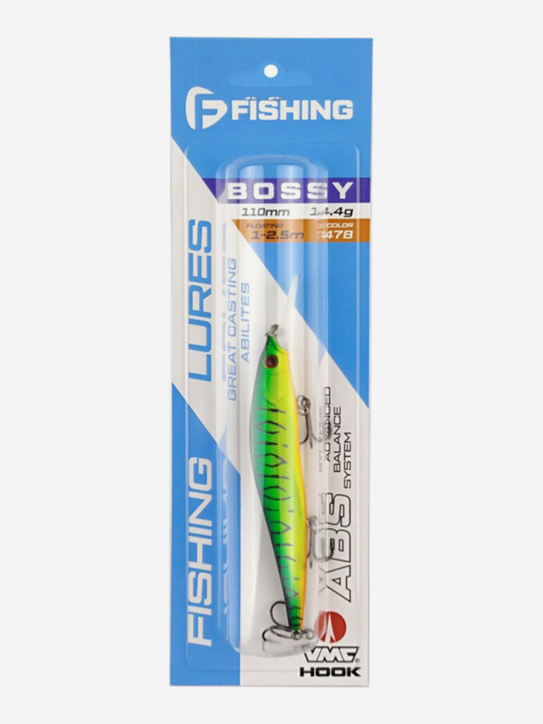 Воблер F-FISHING Bossy 110F-DR 110мм 14.4г 1.0-2.5м 478 Плавающий