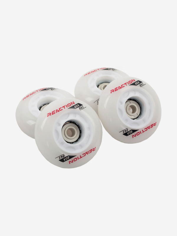 Набор колес для роликов Reaction 64 мм, 80А, 4 шт белый цвет — купить за 899 руб., отзывы в интернет-магазине Спортмастер