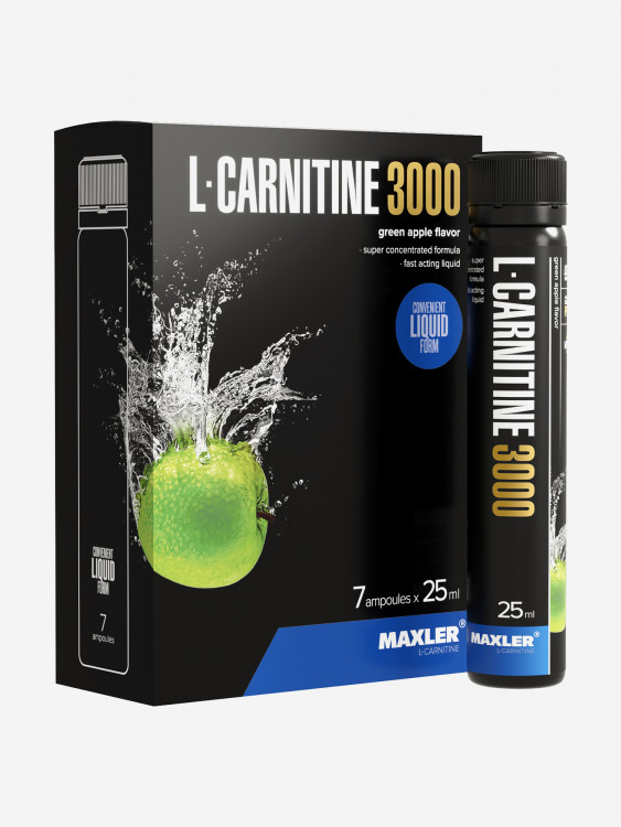 Л-карнитин жидкий Maxler, 3000 мг, 7 туб по 25 мл - Зеленое яблоко