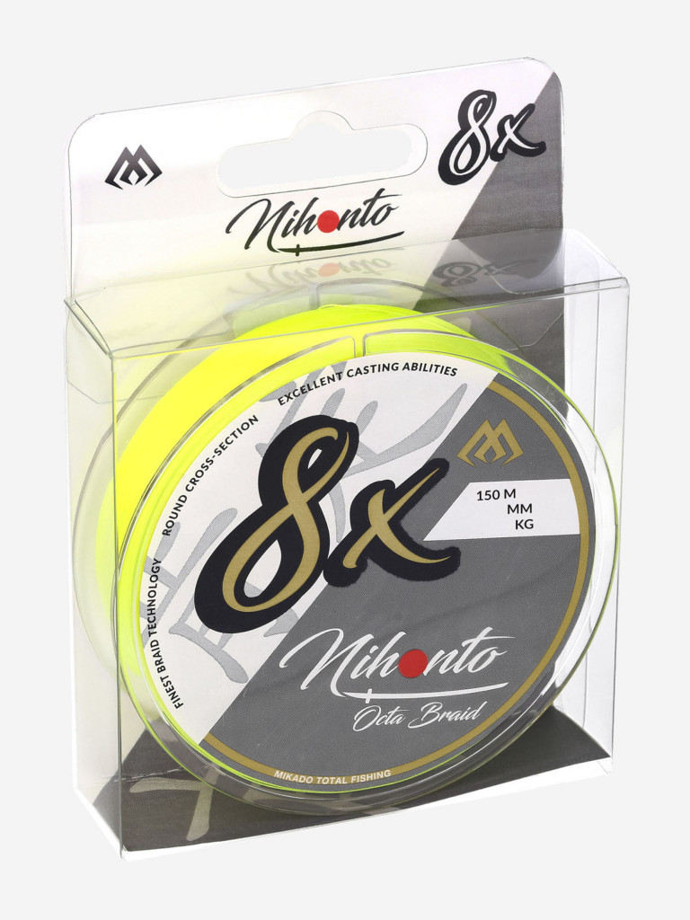Плетеный шнур Mikado NIHONTO OCTA BRAID 0,08 fluo (150 м) - 5.15 кг.