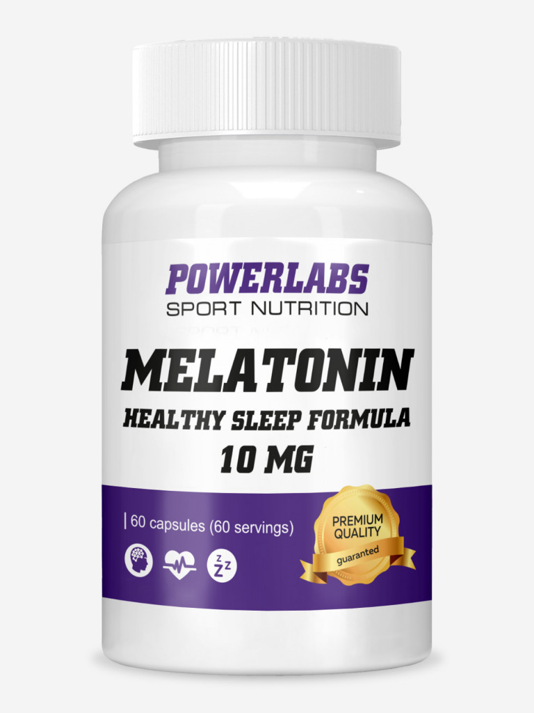 Мелатонин, Powerlabs, 10 мг, 60 капсул