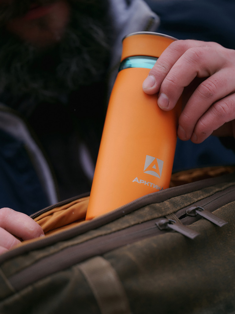 Термокружка Арктика 715 с ситечком 320 мл, оранжевая