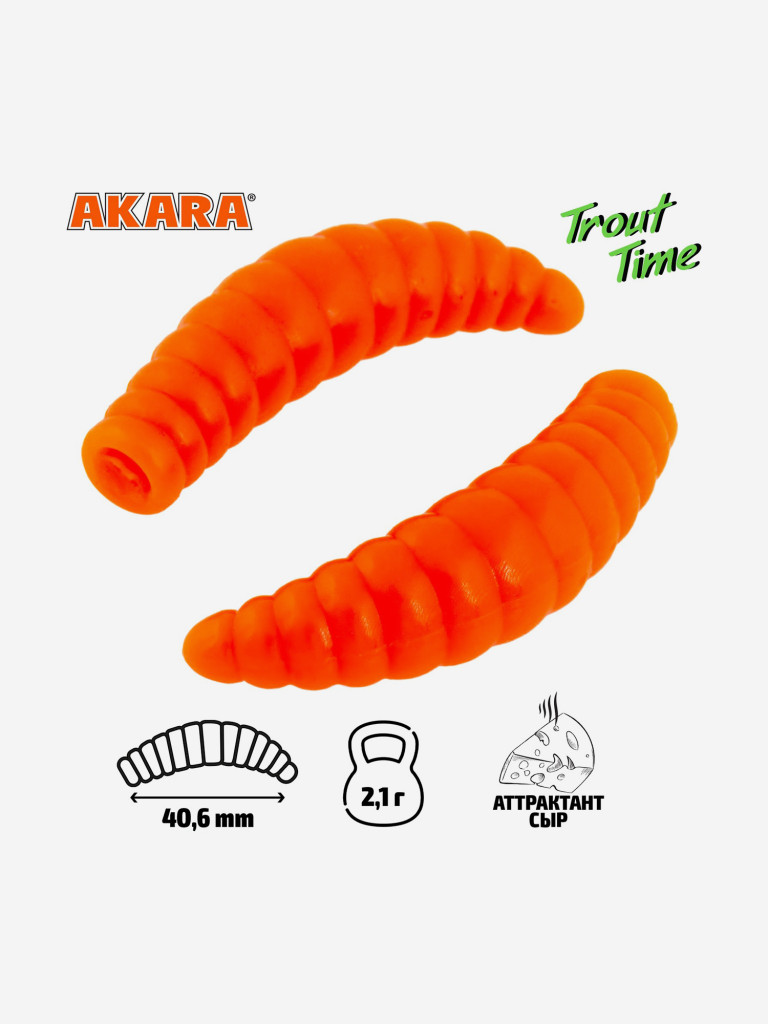 Силиконовая приманка Akara Trout Time MAGGOT 1,6 Cheese 100 (20 шт.)