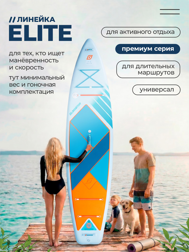 Сап доска надувная Gladiator ELITE 11.4