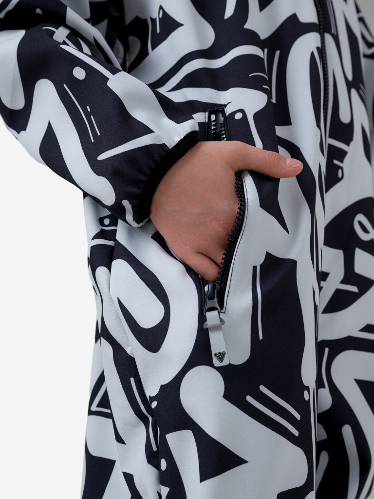 Демисезонный комбинезон для детей Sherysheff В19051ФЧ Принт SH Черно-белый