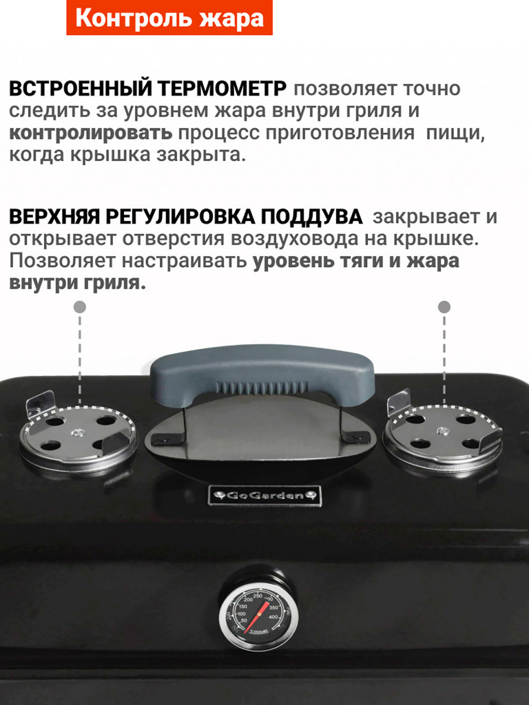 Угольный гриль барбекю Go Garden Premium 43