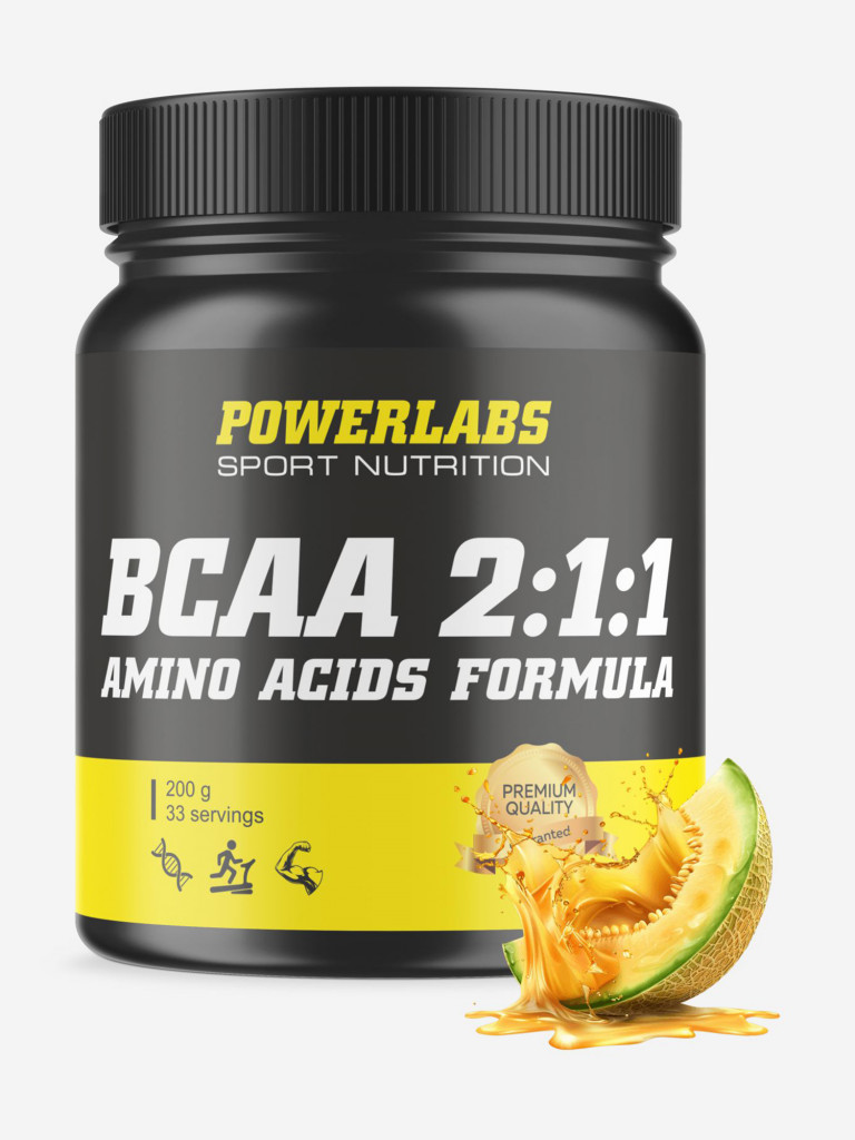 BCAA, Powerlabs, 200 г, дыня