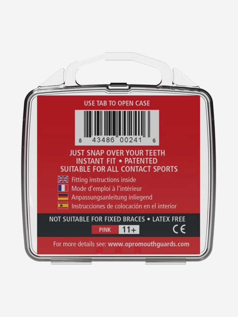 Боксерская капа взрослая, спортивная, однослойная, защитная для зубов OPRO Snap-Fit - Pink