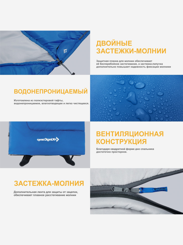 Спальный мешок KingCamp OASIS 250S -3C, левый, синий