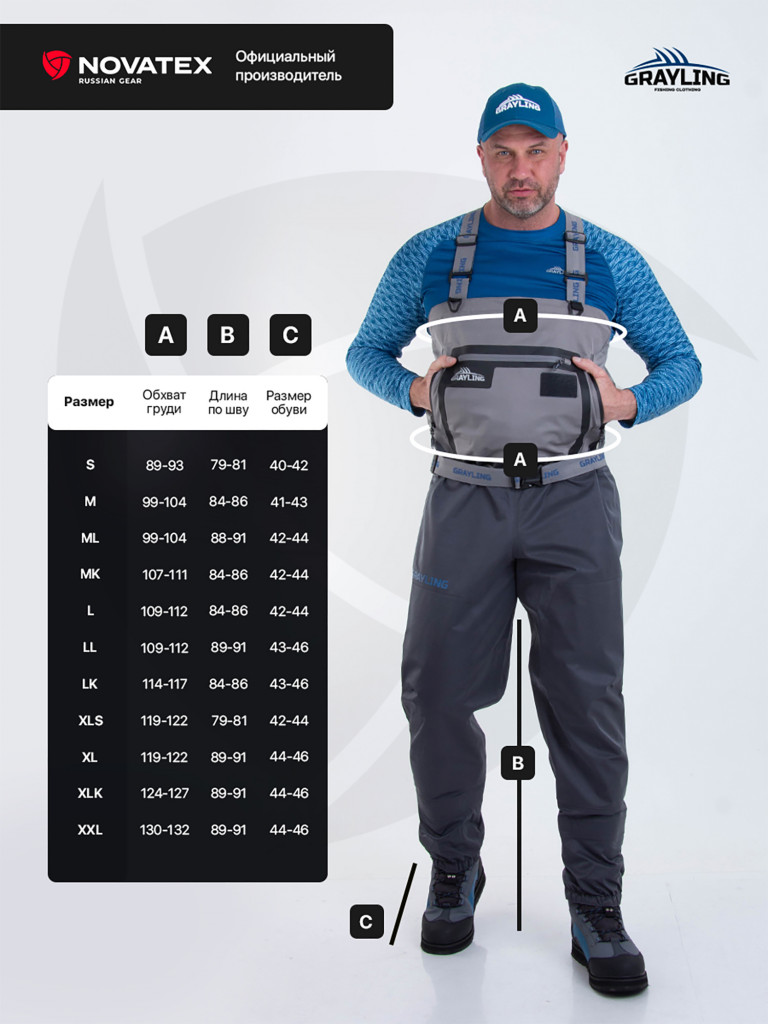 Вейдерсы для рыбалки Таймень GRAYLING, серый