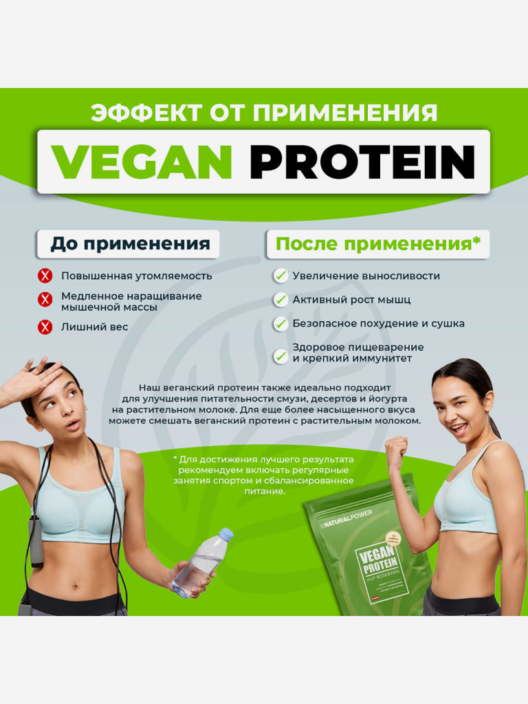 Веганский протеин Natural power 500 гр Ваниль, Австрия