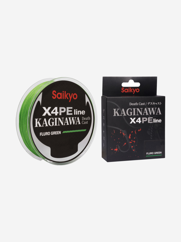 Плетеный шнур Saikyo KAGINAWA X4PE 150 м, зеленый fluo #1.2 (0,185 мм), 8,2 кг