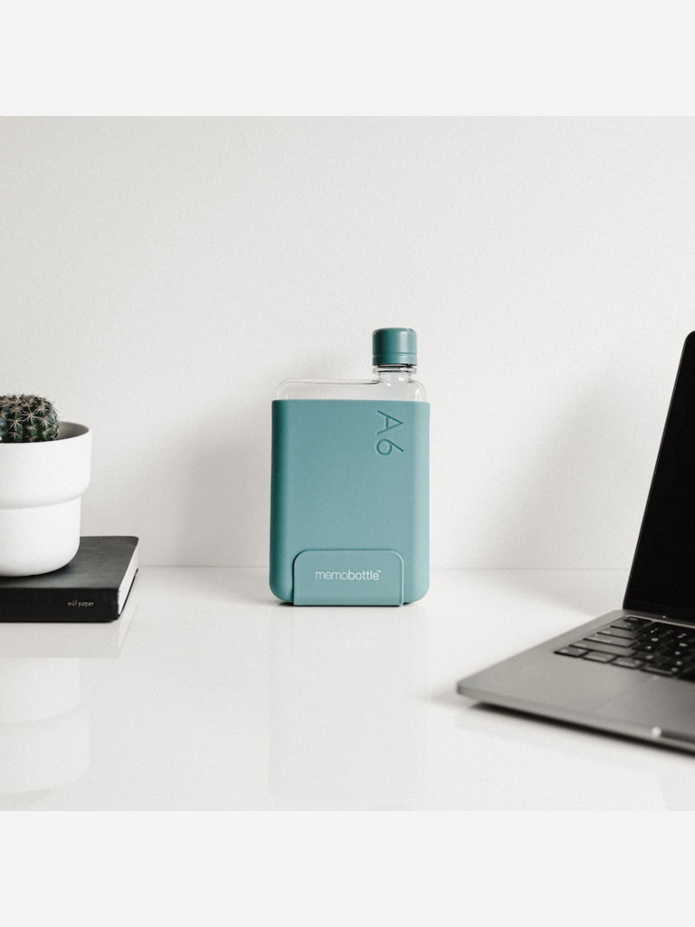 Бутылка с силиконовым чехлом Memobottle A6, голубой