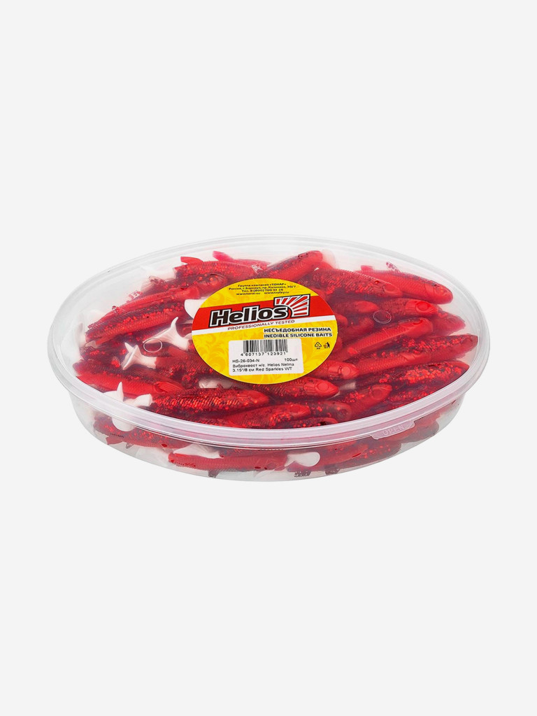 Мягкая приманка Helios Nelma, 3,15'' / 8 см, Red Sparkles WT, 100 шт (HS-26-034-N)